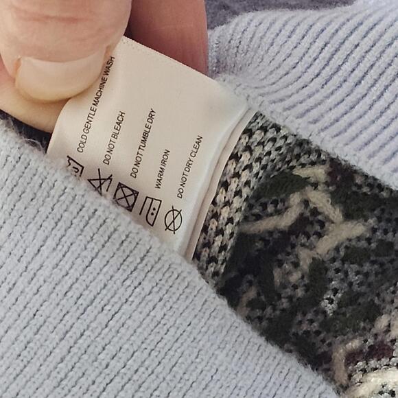 MAVRANS Men's Sweater RARE M Blue Beige Striped Leopard Print Knit Pullover Cat - Picture 8 of 14